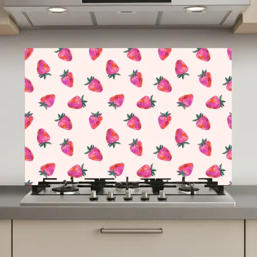 Aardbeien - Rood - Roze - Patroon keuken achterwand spatscherm klein 900 -3d_website