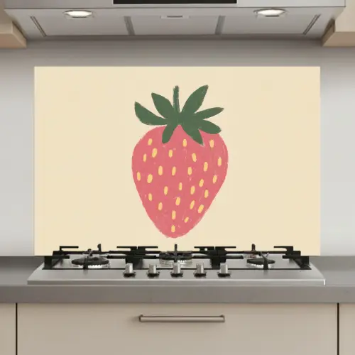Aardbei - Minimalistisch - Rood - Fruit keuken achterwand spatscherm klein -3d_website
