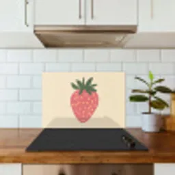 Aardbei - Minimalistisch - Rood - Fruit keuken achterwand spatscherm klein -sfeer2