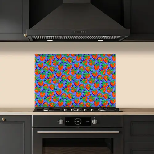 Aardbei - Rood - Blauw - Patroon keuken achterwand spatscherm klein 900 -sfeer1