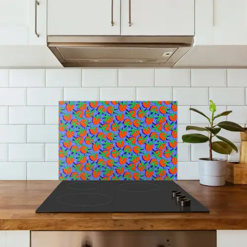 Aardbei - Rood - Blauw - Patroon keuken achterwand spatscherm klein 900 -sfeer2
