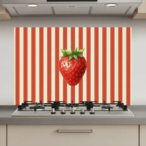Aardbei - Strepen - Rood keuken achterwand spatscherm klein -3d_website