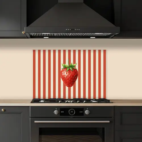 Aardbei - Strepen - Rood keuken achterwand spatscherm klein -sfeer1