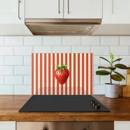 Aardbei - Strepen - Rood keuken achterwand spatscherm klein -sfeer2