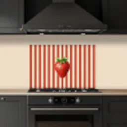 Aardbei - Strepen - Rood keuken achterwand spatscherm klein -sfeer1