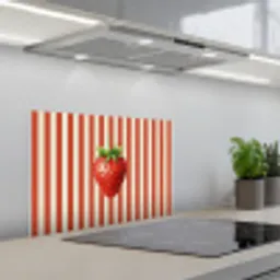 Aardbei - Strepen - Rood keuken achterwand spatscherm klein -3d_schuin
