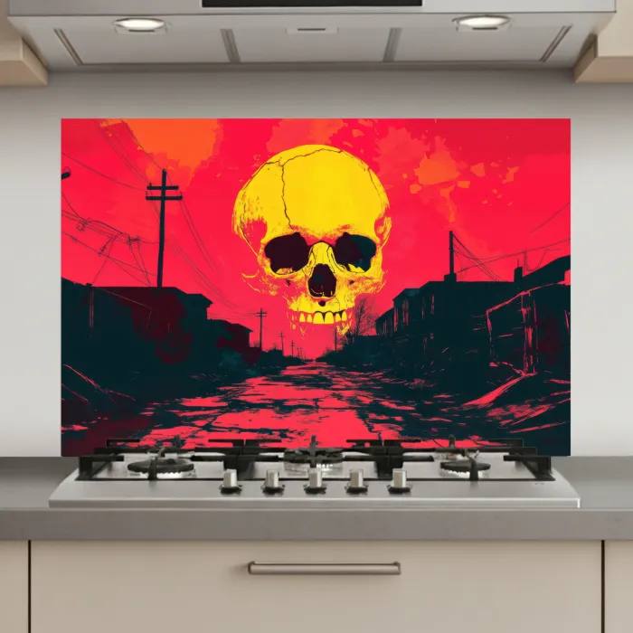 Straat - Verlaten - Schedel - Geel keuken achterwand spatscherm klein -3d_website