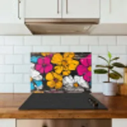 Street Art - Bloemen - Mix keuken achterwand spatscherm klein -sfeer2