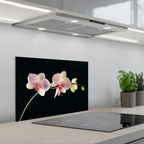 Gestreepte Orchideeën Elegantie keuken achterwand spatscherm klein -3d_schuin