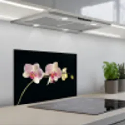 Gestreepte Orchideeën Elegantie keuken achterwand spatscherm klein -3d_schuin