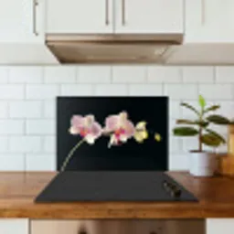 Gestreepte Orchideeën Elegantie keuken achterwand spatscherm klein -sfeer2