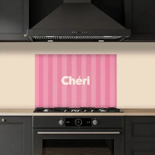 Gestreept - Roze - Chéri keuken achterwand spatscherm klein -sfeer1