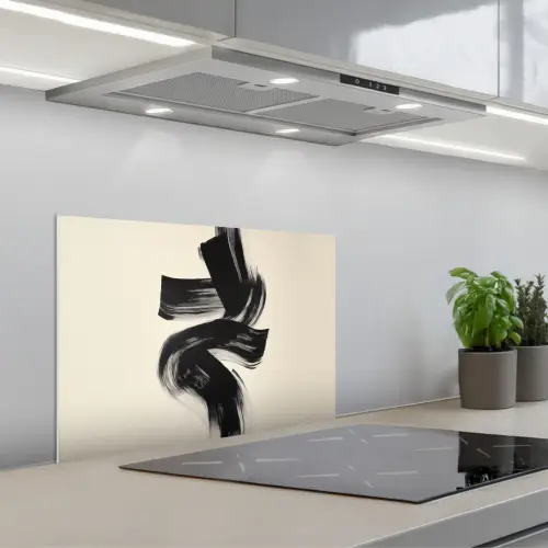 Strepen - Zwart - Abstract keuken achterwand spatscherm klein -3d_schuin