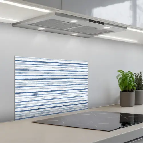 Strepen - Patroon - Blauw - Wit keuken achterwand spatscherm klein 900 -3d_schuin