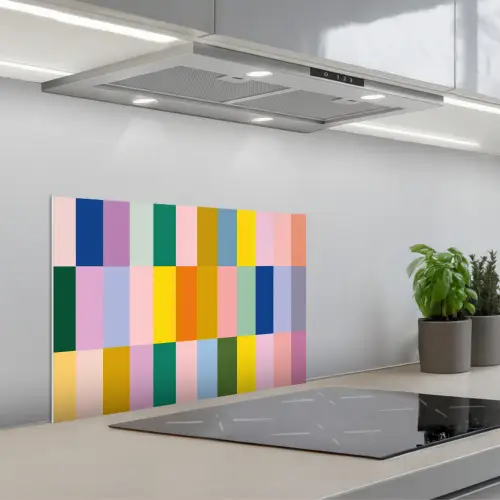 Stroken - Blauw - Patroon - Abstract keuken achterwand spatscherm klein -3d_schuin