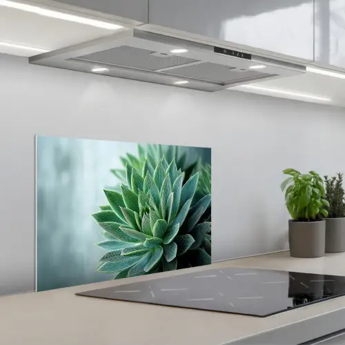 Vetplant - Bladeren - Groen - Wazig keuken achterwand spatscherm klein -3d_schuin