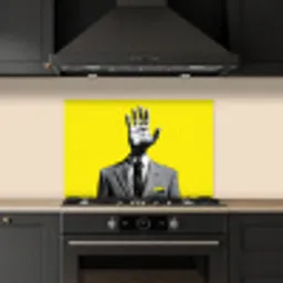 Pak - Hand - Geel keuken achterwand spatscherm klein -sfeer1