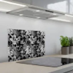Zomer - Vlinder - Zwart - Grijs keuken achterwand spatscherm klein 900 -3d_schuin