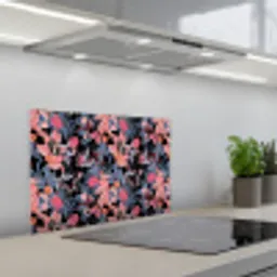 Zomer - Vlinder - Zwart - Roze keuken achterwand spatscherm klein 900 -3d_schuin