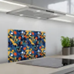 Zomer - Vlinder - Marineblauw - Blauw keuken achterwand spatscherm klein 900 -3d_schuin