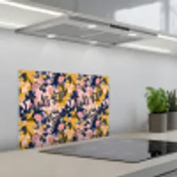 Zomer - Vlinder - Roze - Geel keuken achterwand spatscherm klein 900 -3d_schuin