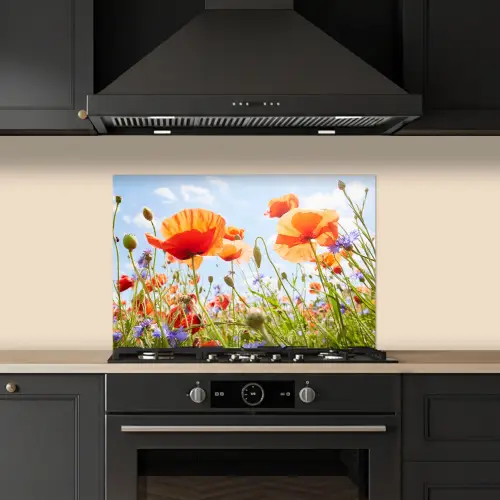 Zomerse Dans van Klaprozen keuken achterwand spatscherm klein -sfeer1
