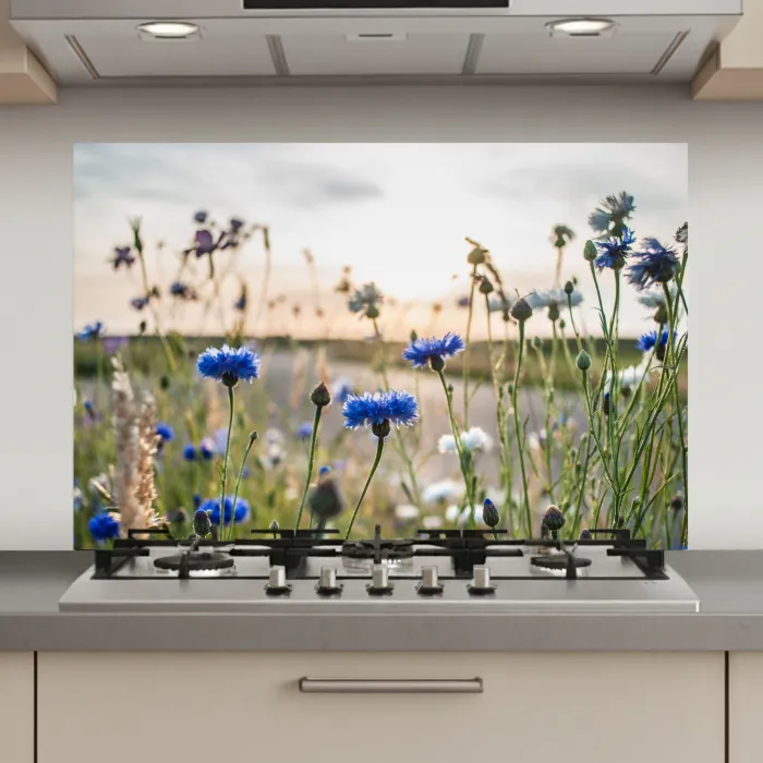 Zomeravond met Korenbloemen keuken achterwand spatscherm klein -3d_website