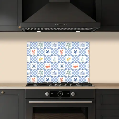 Zee - Sfeer- Mozaïek - Blauw keuken achterwand spatscherm klein 900 -sfeer1