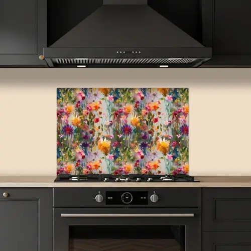 Zomers - Kleurrijk - Patroon - Bloemen keuken achterwand spatscherm klein 900 -sfeer1