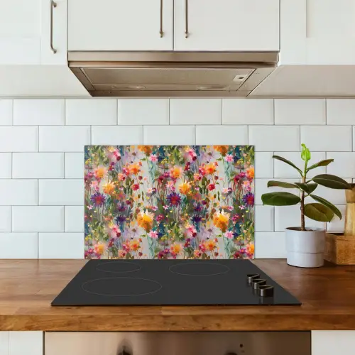 Zomers - Kleurrijk - Patroon - Bloemen keuken achterwand spatscherm klein 900 -sfeer2