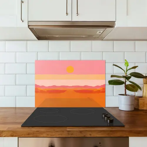 Zon - Abstract - Landschap - Oranje keuken achterwand spatscherm klein -sfeer2