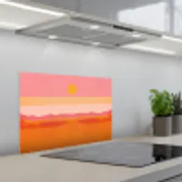 Zon - Abstract - Landschap - Oranje keuken achterwand spatscherm klein -3d_schuin