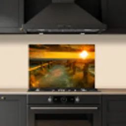Zon - Strand - Duin - Horizon - Gras - Pad - Oranje keuken achterwand spatscherm klein -sfeer1