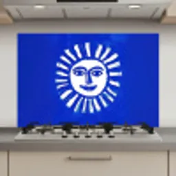Zon - Gezicht - Penseelstructuur - Blauw keuken achterwand spatscherm klein -3d_website