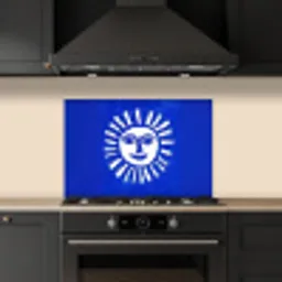 Zon - Gezicht - Penseelstructuur - Blauw keuken achterwand spatscherm klein -sfeer1