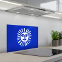 Zon - Gezicht - Penseelstructuur - Blauw keuken achterwand spatscherm klein -3d_schuin