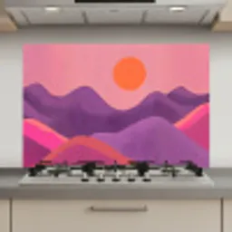 Zon - Heuvels - Paars - Abstract keuken achterwand spatscherm klein -3d_website