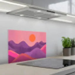 Zon - Heuvels - Paars - Abstract keuken achterwand spatscherm klein -3d_schuin