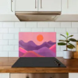 Zon - Heuvels - Paars - Abstract keuken achterwand spatscherm klein -sfeer2
