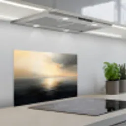 Zon - Horizon - Zee keuken achterwand spatscherm klein -3d_schuin