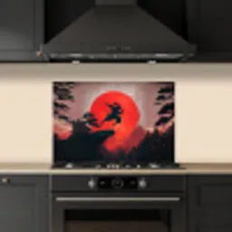 Zon - Krijger - Bomen - Bergen keuken achterwand spatscherm klein -sfeer1