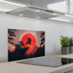 Zon - Krijger - Bomen - Bergen keuken achterwand spatscherm klein -3d_schuin