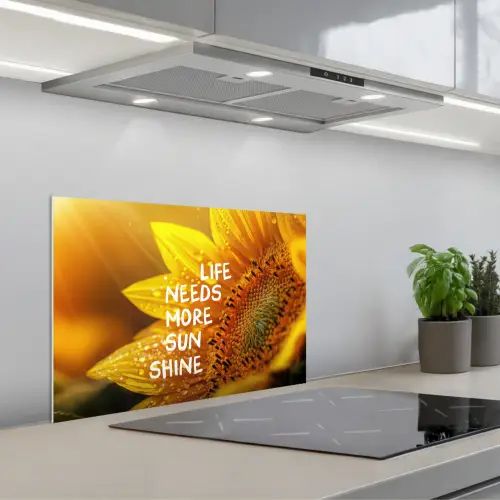 Zonnebloem - Close up - Geel - Quote keuken achterwand spatscherm klein -3d_schuin