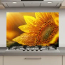 Zonnebloem - Dauwdruppels - Geel - Zonlicht keuken achterwand spatscherm klein -3d_website