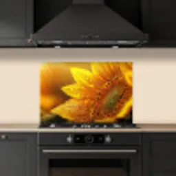 Zonnebloem - Dauwdruppels - Geel - Zonlicht keuken achterwand spatscherm klein -sfeer1