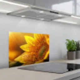 Zonnebloem - Dauwdruppels - Geel - Zonlicht keuken achterwand spatscherm klein -3d_schuin