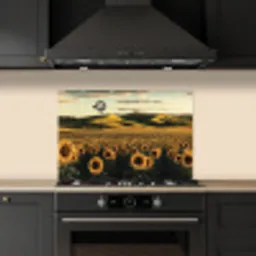Zonnebloem - Veld - Windmolen keuken achterwand spatscherm klein -sfeer1