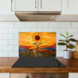 Zonnebloem - Mozaïek - Zonsondergang - Geel keuken achterwand spatscherm klein -sfeer2