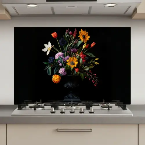 Zonnebloemen - Boeket - Kleurrijk keuken achterwand spatscherm klein -3d_website