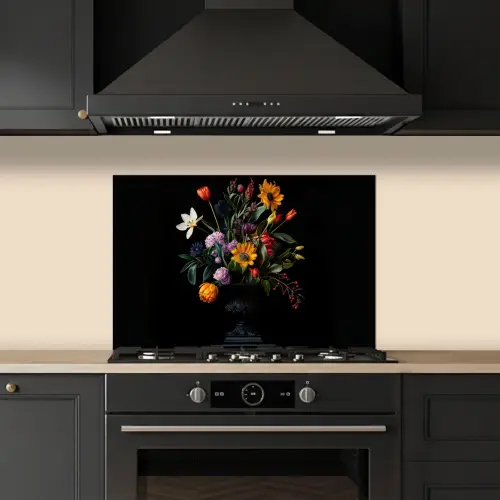 Zonnebloemen - Boeket - Kleurrijk keuken achterwand spatscherm klein -sfeer1